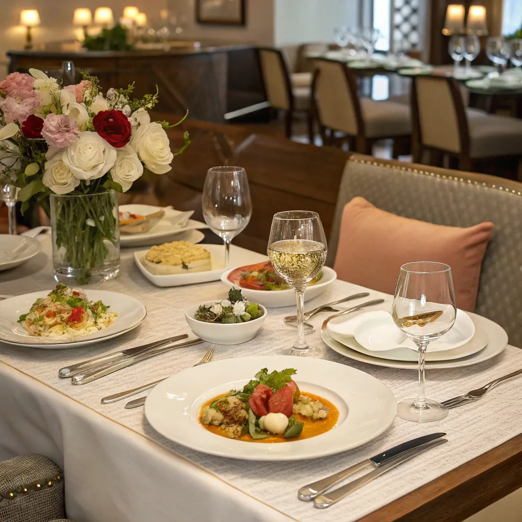 A beautifully arranged dining table at a restaurant